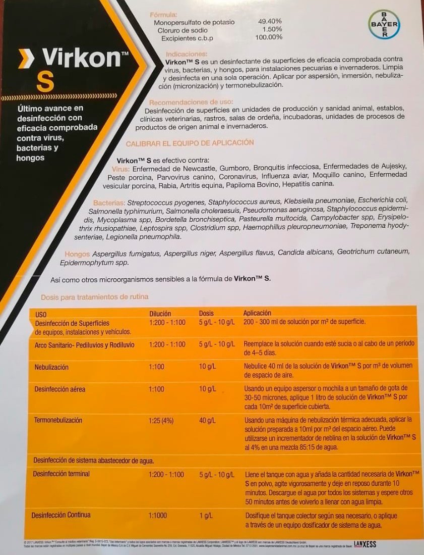 Desinfectante Viricida VIRKON S Polvo 10Kg - Imagen 2
